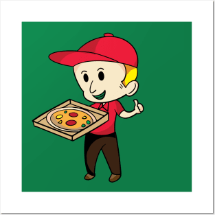 The man delivery pizza cartoon design Posters and Art